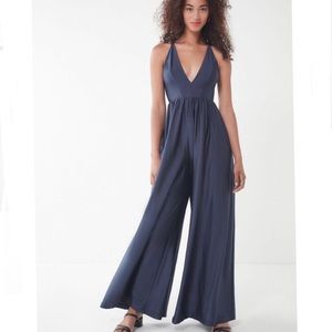 UO Gia Plunging Shimmer Jumpsuit